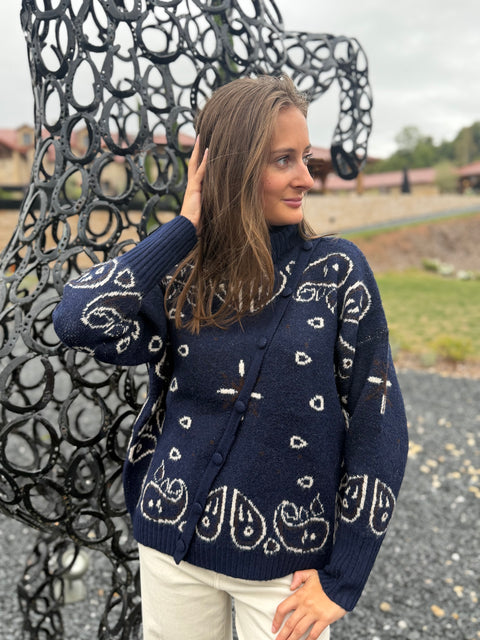 Cardigan Lisa Bandana Bleu
