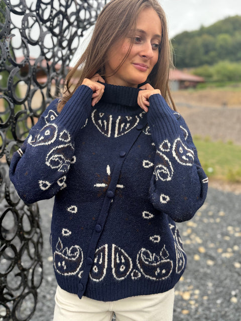 Cardigan Lisa Bandana Bleu