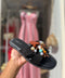 Sandales Eléonore Suède Noire Perles Bohème