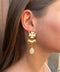 Boucles d'Oreilles Pendante Dorée – Trèfle, Cœur & Pierre Ivoire