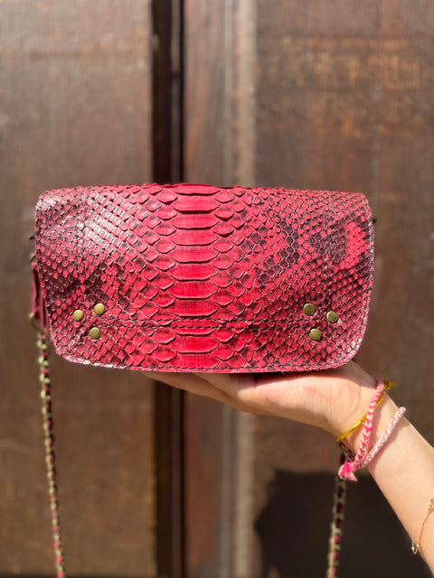 Sac Bobi Cuir Effet Python Rouge