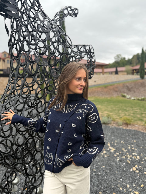 Cardigan Lisa Bandana Bleu