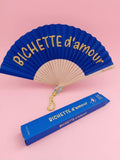 Éventail Bleu "Bichette d'amour"