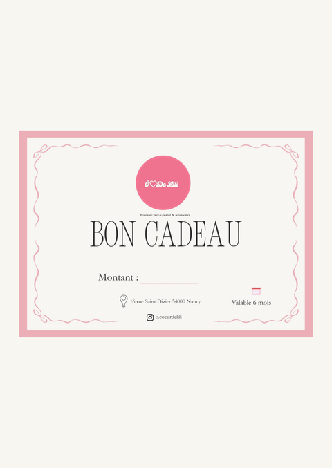 Carte Cadeau Physique Ô Coeur De Lili