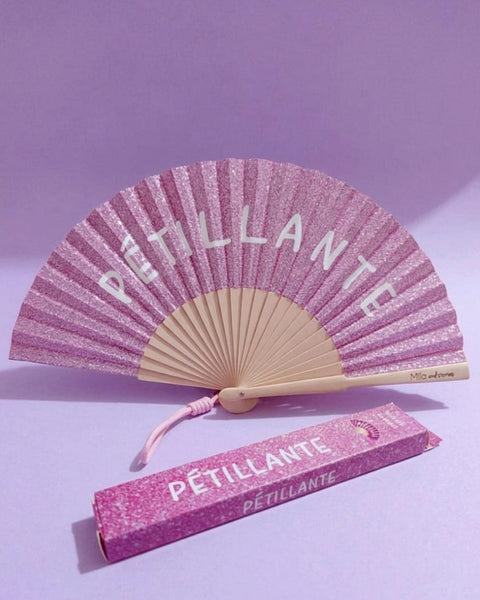 Éventail Pailleté Rose "Pétillante"