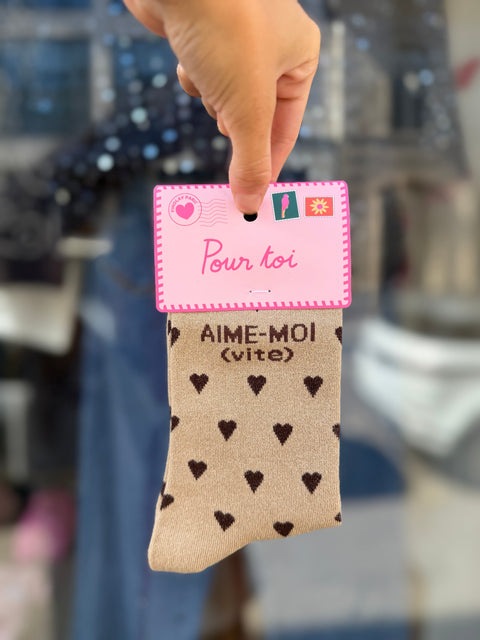 Chaussettes Paillettes "Aime-moi(vite)"