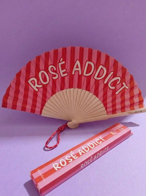Éventail Rayé Rouge & Rose "Rosé Addict"
