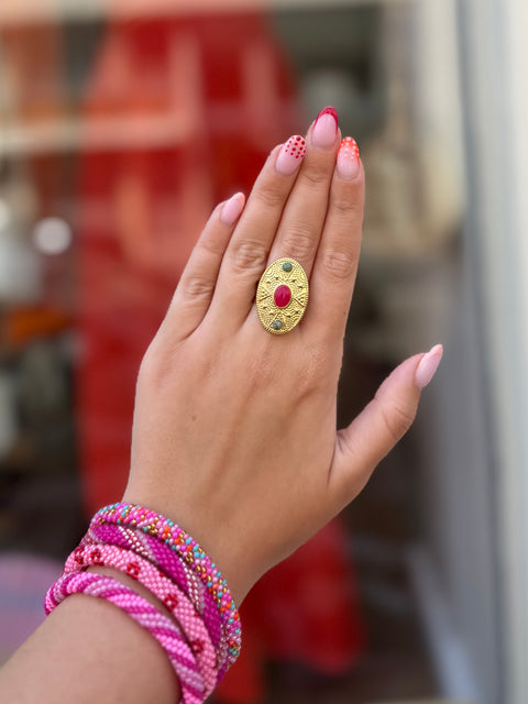 Bague Ovale Dorée Filigranée