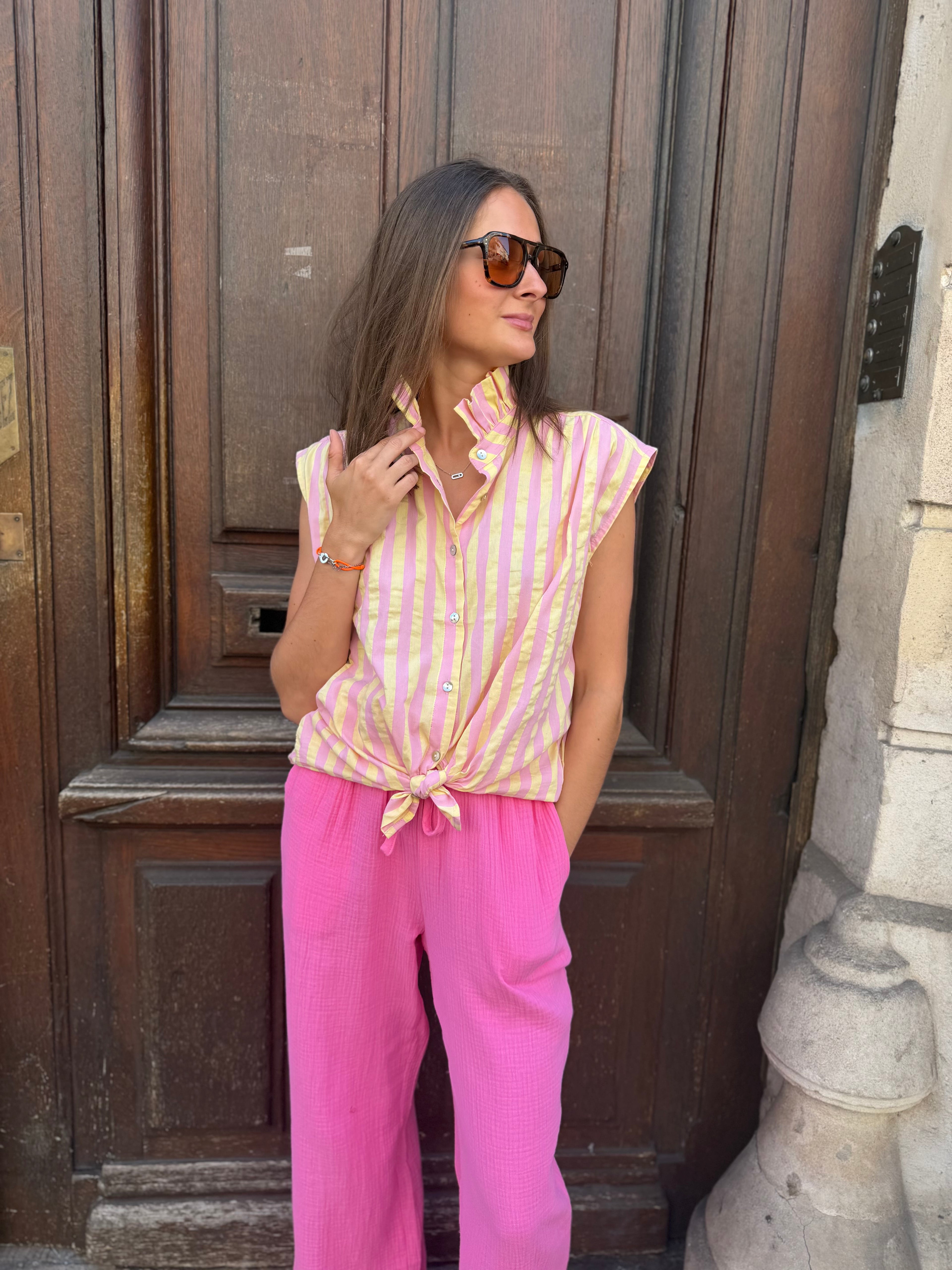 Pantalon Fluide Rose - Gaze de coton