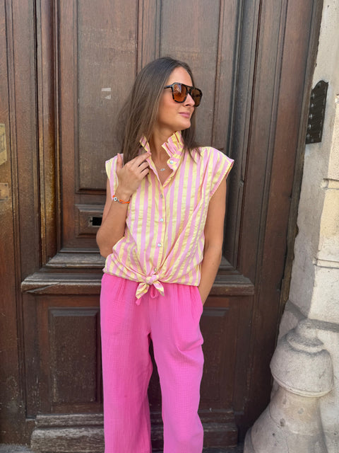 Pantalon Fluide Rose - Gaze de coton