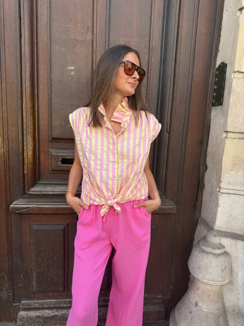 Chemise Rayée Lucia Rose et Jaune