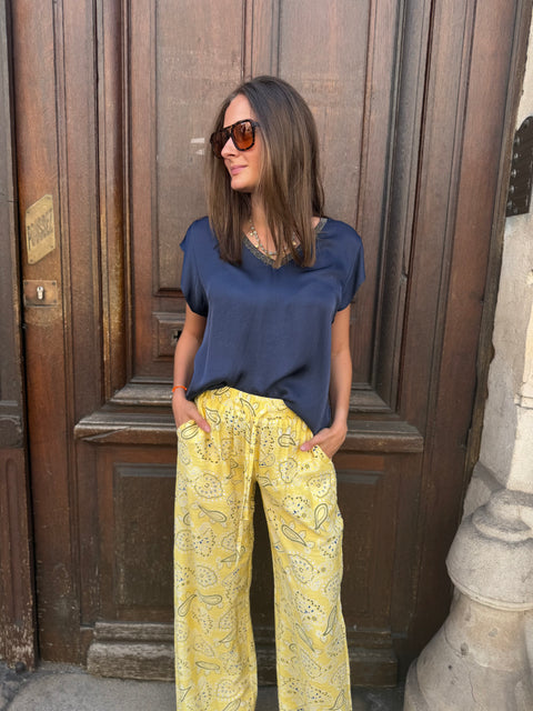 T-Shirt Zoé Bleu Marine Satiné