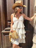 Robe Courte Blanche à Volants