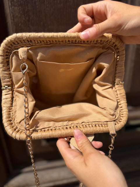 Sac Nina Pochette en paille Tressé Doré