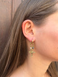 Boucles d'Oreilles Créole Dorée – Pendentif Croix & Perles