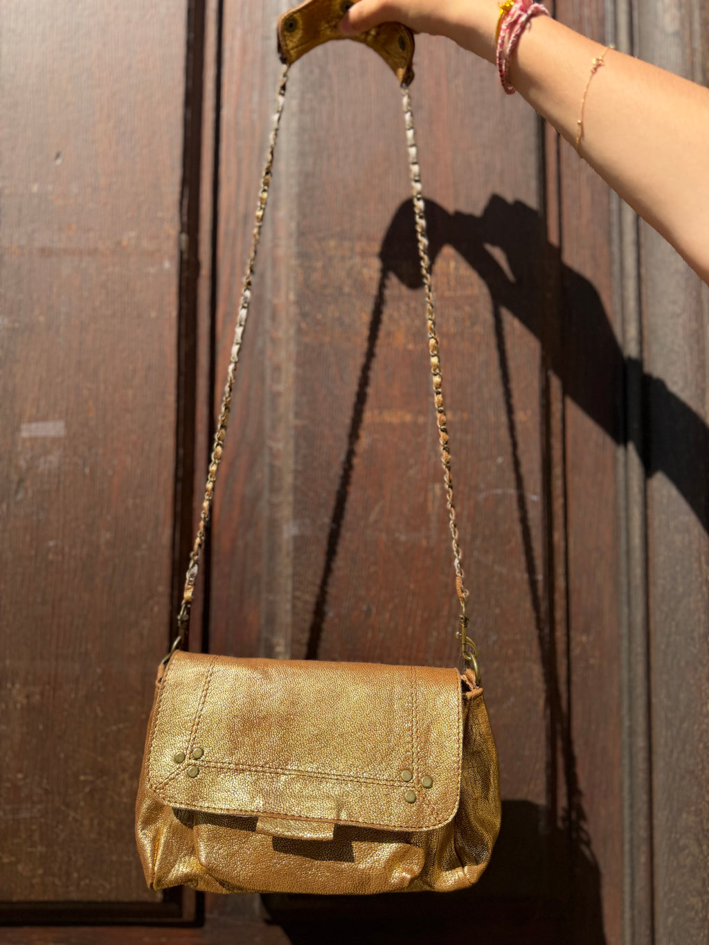 Sac Lulu M Cuir Métallisé Bronze