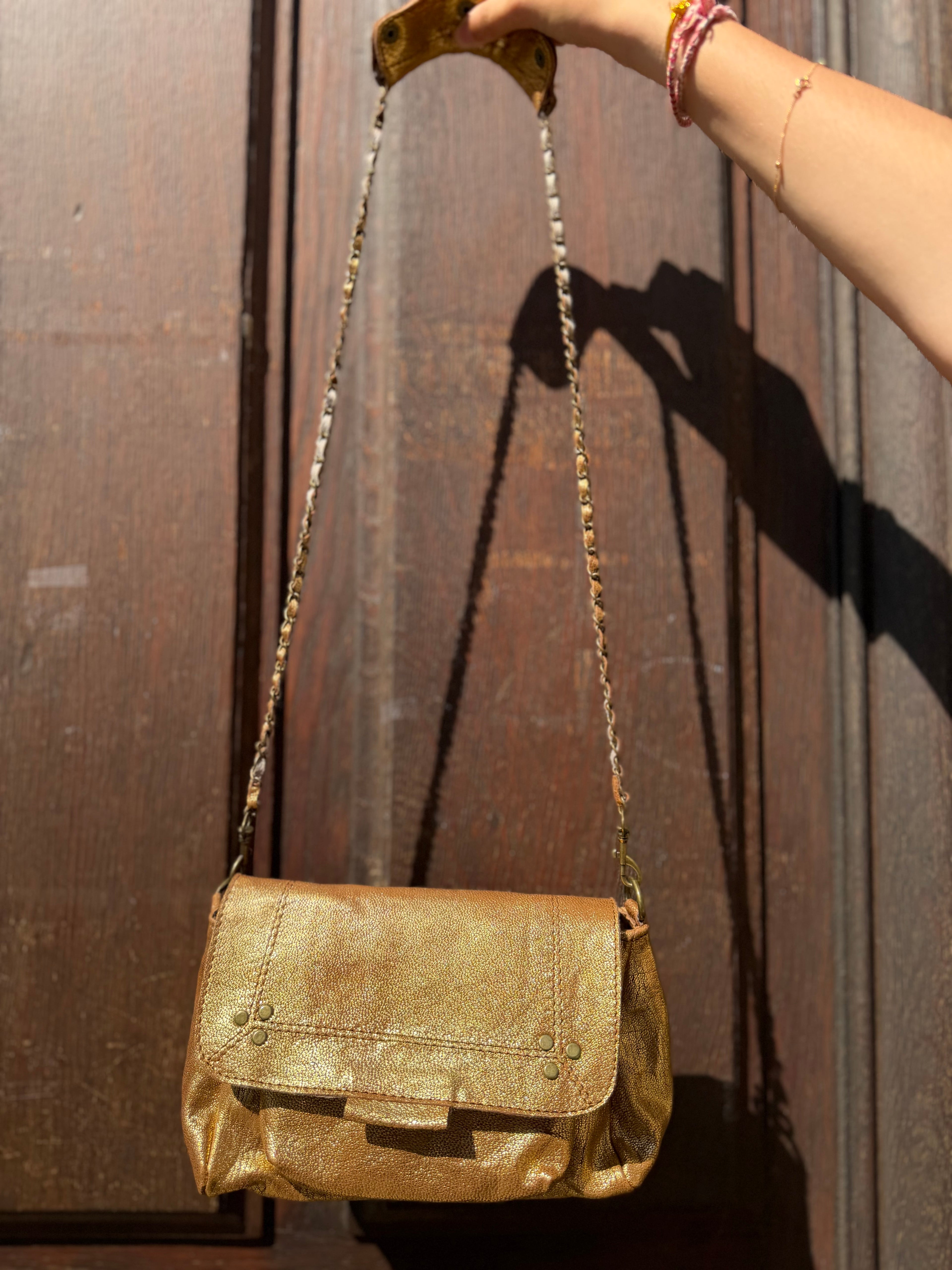 Sac Lulu M Cuir Métallisé Bronze