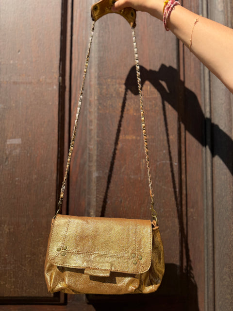 Sac Lulu M Cuir Métallisé Bronze