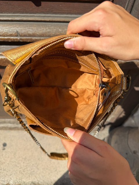 Sac Lulu M Cuir Métallisé Bronze