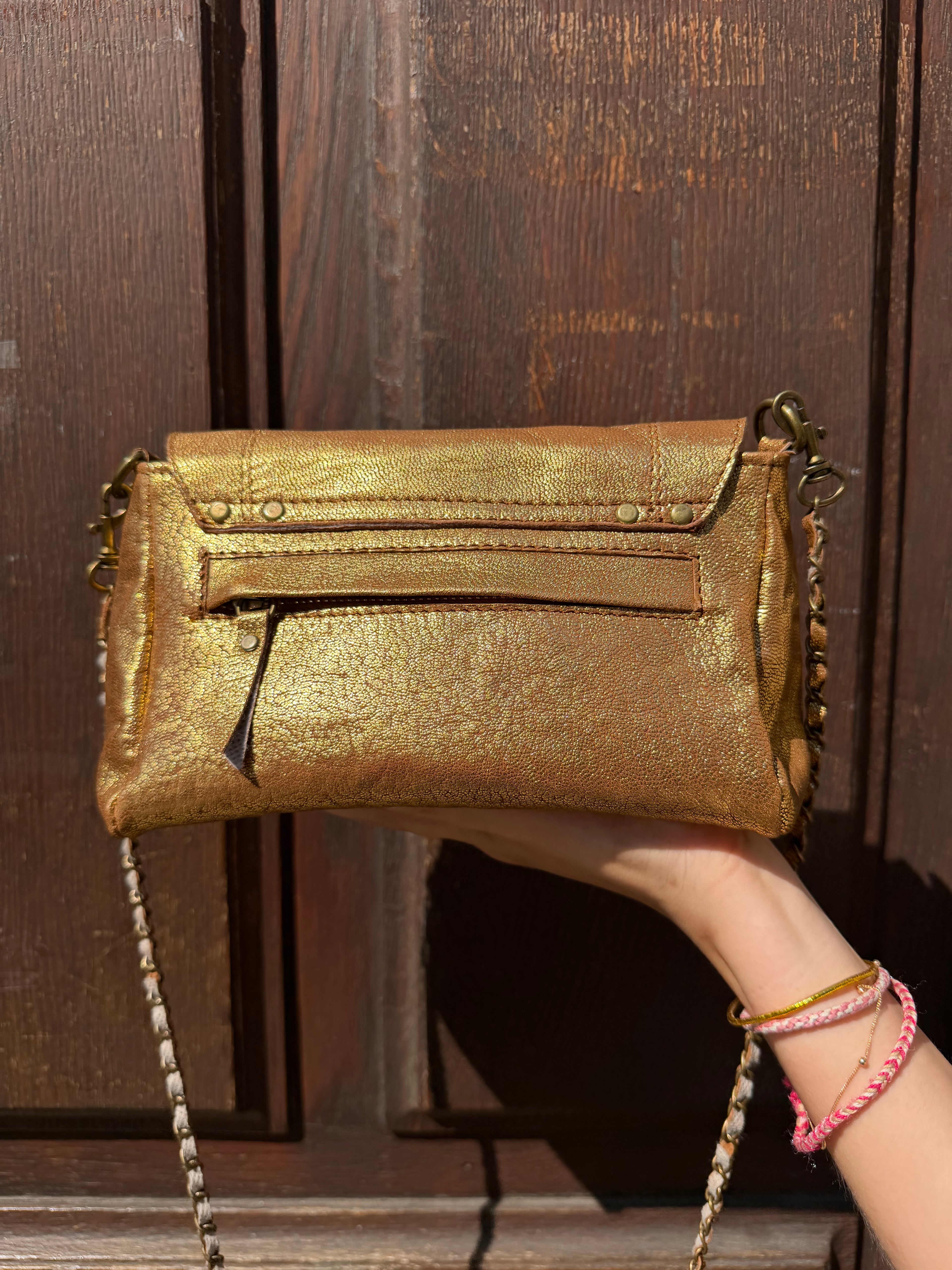 Sac Lulu M Cuir Métallisé Bronze