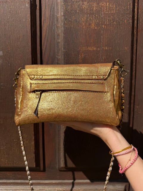 Sac Lulu M Cuir Métallisé Bronze