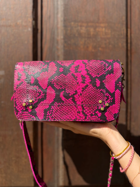 Sac Bobi Cuir Effet Python Fuchsia & Noir