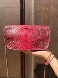 Sac Bobi Cuir Effet Python Rouge
