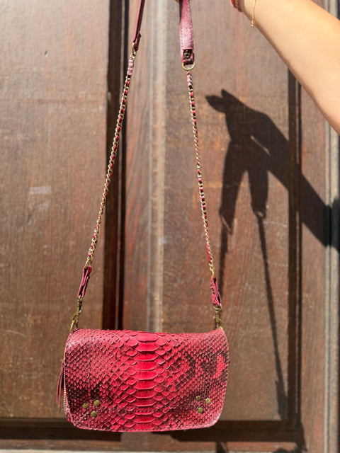 Sac Bobi Cuir Effet Python Rouge