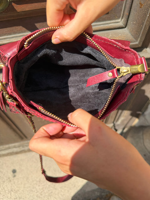 Sac Bobi Cuir Effet Python Rouge