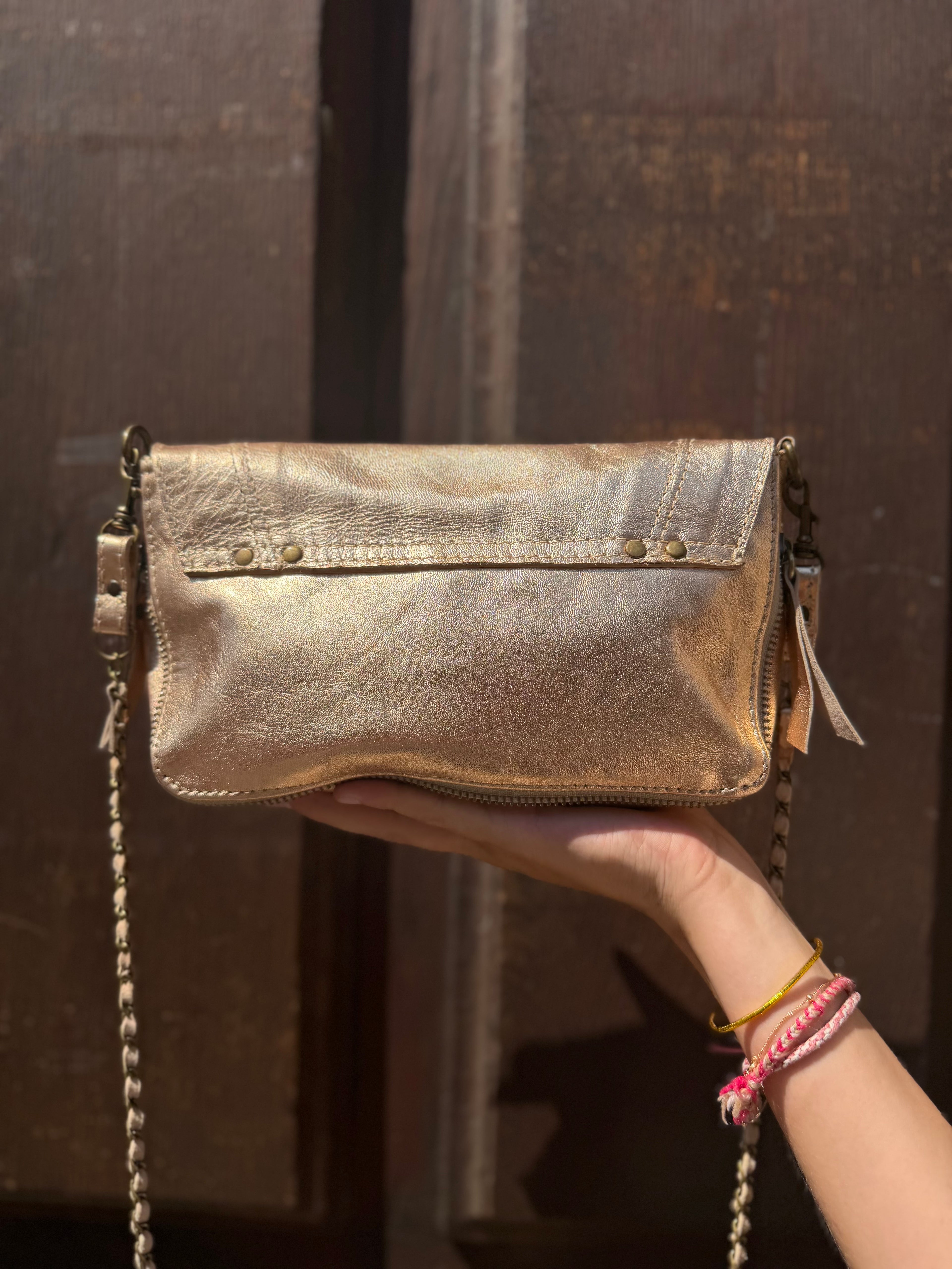 Sac Bobi M Cuir Doré Lisse