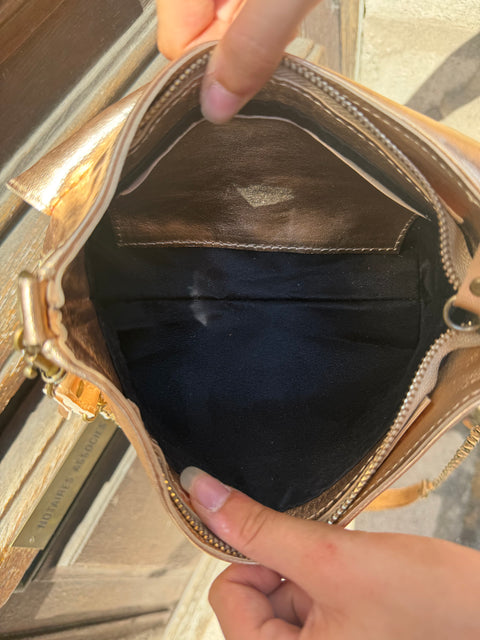 Sac Bobi M Cuir Doré Lisse