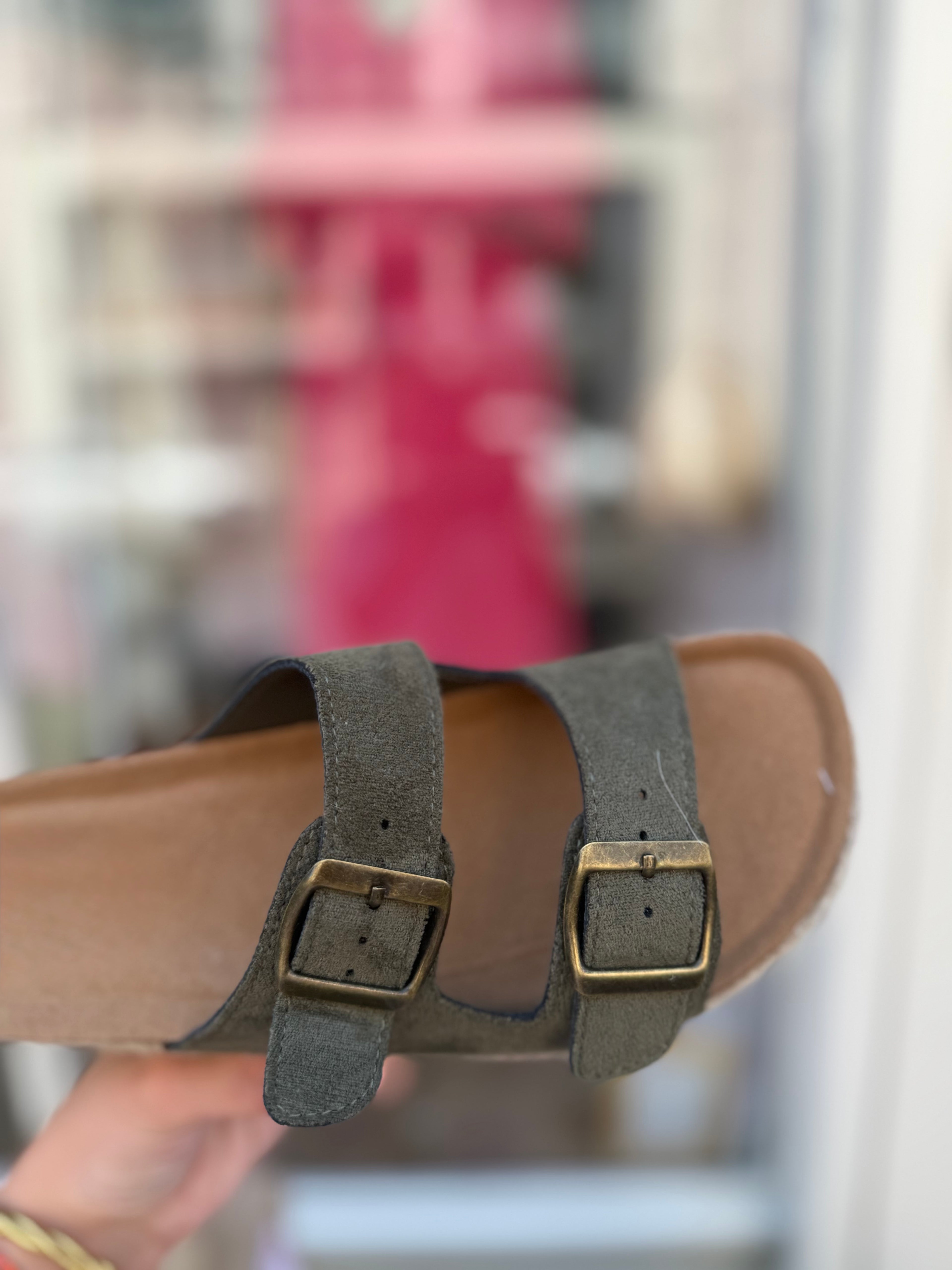 Sandales Plateforme Semelle Corde Daim Kaki