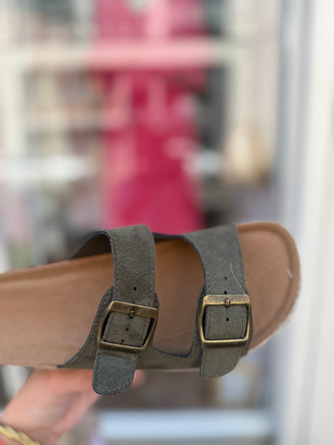 Sandales Garance Daim Kaki