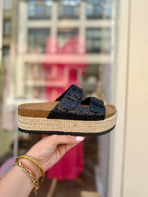 Sandales Garance Paillettes Noires