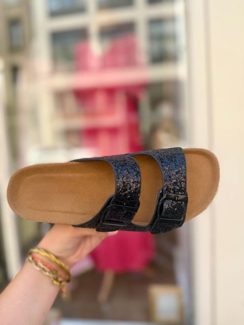 Sandales Garance Paillettes Noires