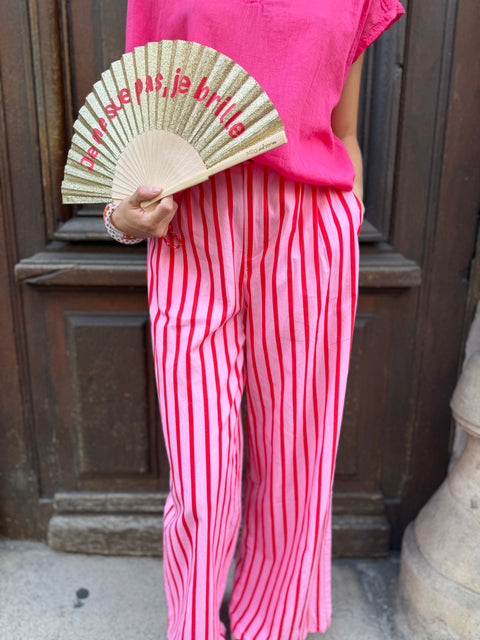 Pantalon Albane Rayée Rose & Rouge