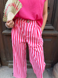 Pantalon Albane Rayée Rose & Rouge