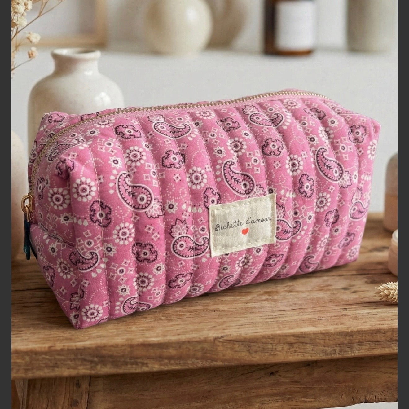 Trousse "Bichette d'amour" Rose