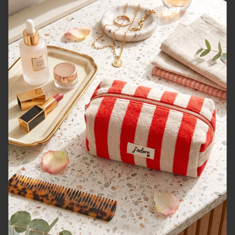 Trousse "J'adore" Écru & Rouge