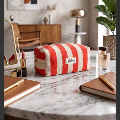 Trousse "J'adore" Écru & Rouge