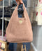 Nina Braided Gold Straw Pouch Bag