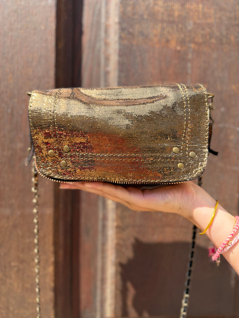 Sac Bobi S Cuir Métalisé Doré & Cuivré